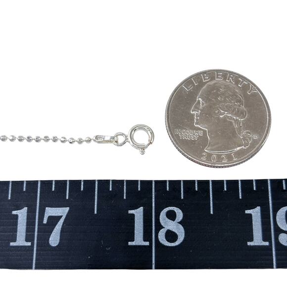 Ball Bead Chain Necklace | Italian Vintage Sterling Silver 925 | 18" - Picture 2 of 3